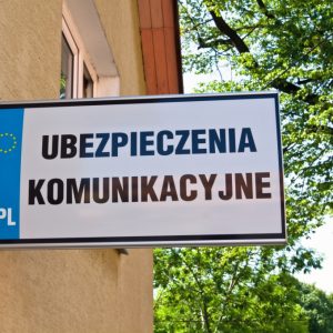 Flag Signs at a Translation Agency Building in Glogówek, Poland
