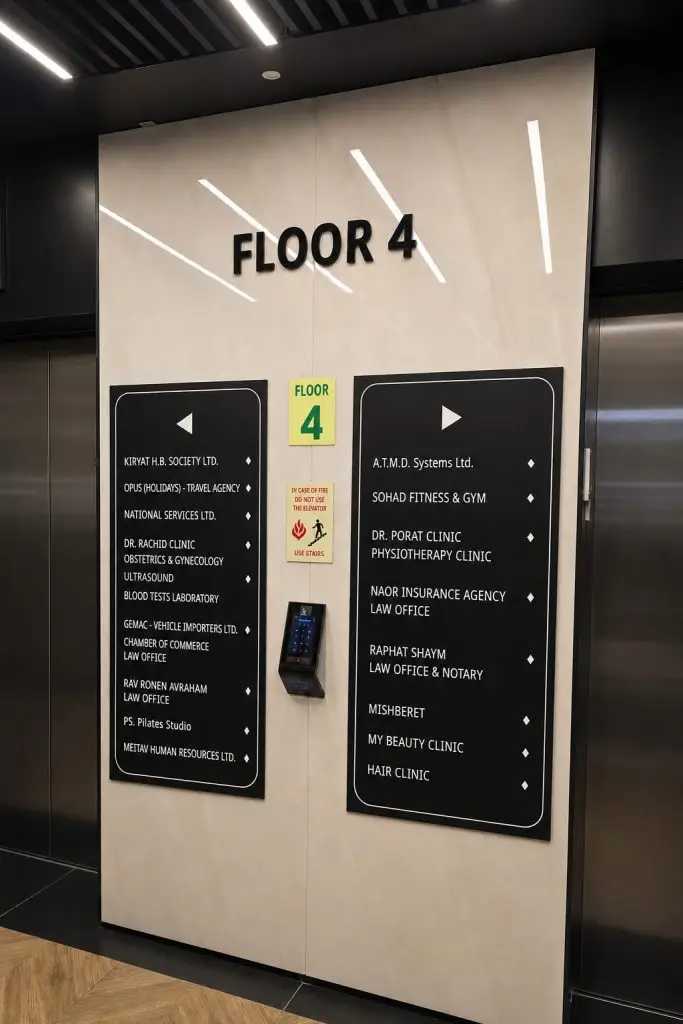9 Floors of Offices — Vista Sharp signage installation, photo 4